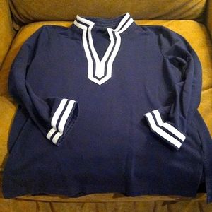 Navy and white soft jersey tee